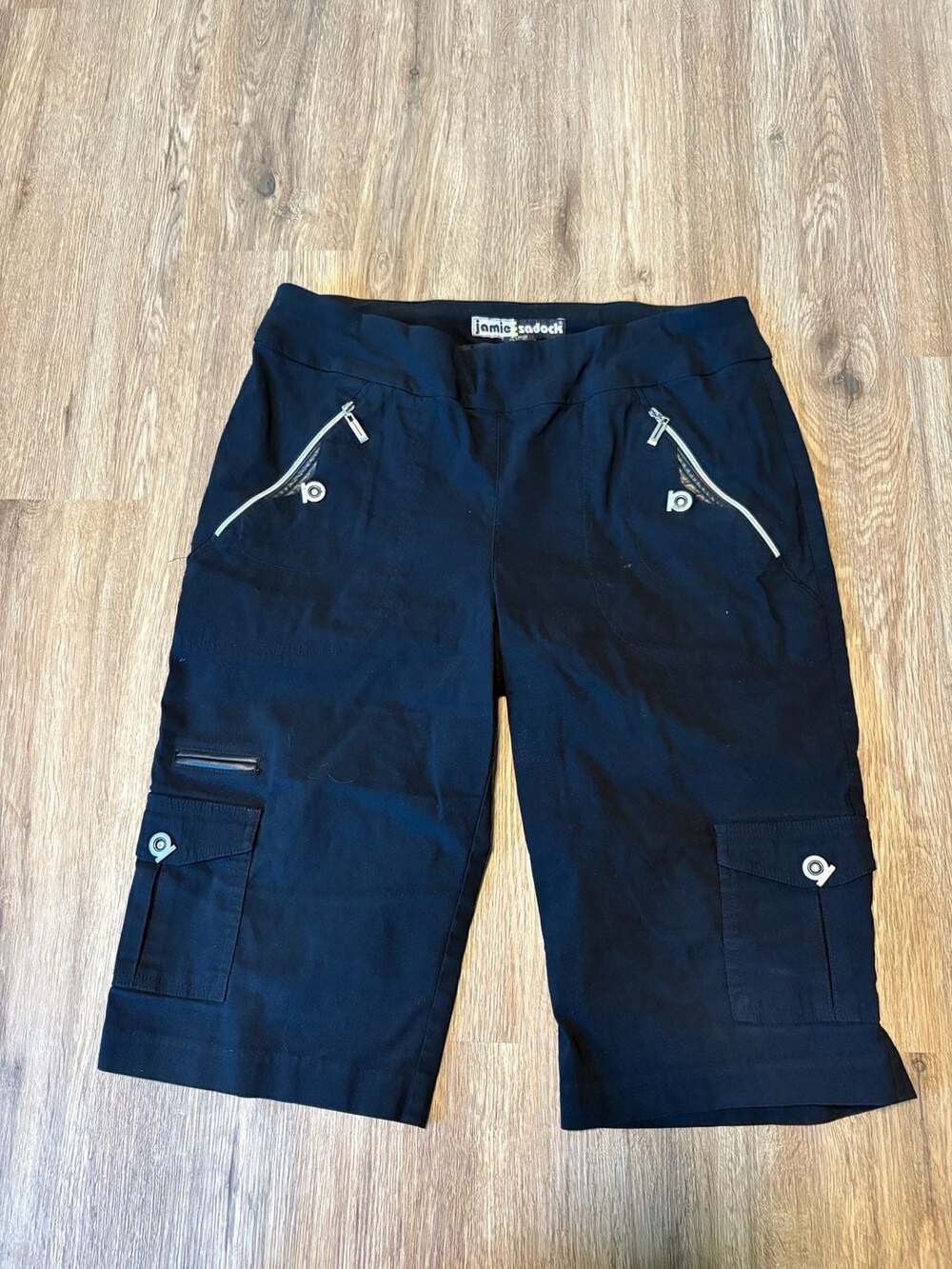 Jamie Sadock Cargo Shorts Women’s Size 12 Black Utility Zip Pockets